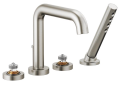 Brizo® T67435-NKLHP Roman Tub Trim, Litze™, 2 gpm Flow Rate, 9 to 16 in Center, Luxe Nickel, 2 Handles, Function: Traditional, Domestic