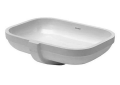 DURAVIT 0457480000 Happy D.2 Vanity Basin With Overflow, Happy D.2, Rectangle Shape, 520 mm L x 385 mm W, Undermount Mount, Ceramic, White, Import