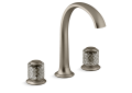 Kallista P25051-SLG-BV  Sink Faucet, Arch Spout, Saint-Louis Crystal, Flannel Grey Knob Handles Script(TM) Decorative - Brushed Bronze