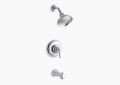 Kohler K-TS10581-4-CP Bancroft Rite-Temp Bath and Shower Valve Trim - Polished Chrome
