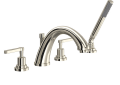 ROHL A1264LMPN Lombardia 4-Hole Deck Mount C-Spout Tub Filler with Handshower - Polished Nickel