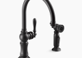 Kohler K-99262-BL Artifacts(R) Single-Handle Kitchen Sink Faucet with Two-Function Sprayhead - Matte Black